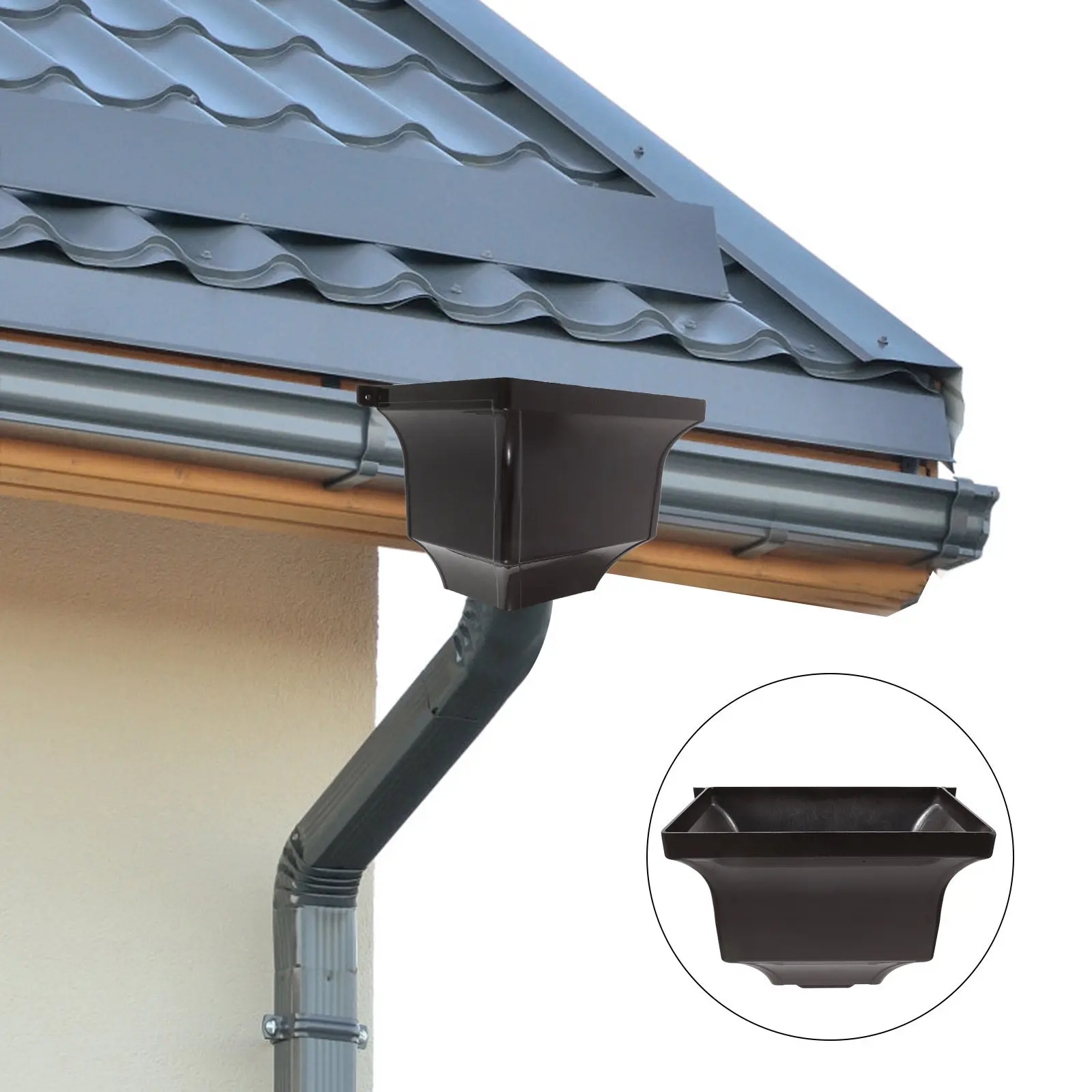 Aluminum Gutter Downspout Adapter Rainwater Diverter Roof Drainage Connector 1.97 X 3.15 in Curved Design Water Channeling