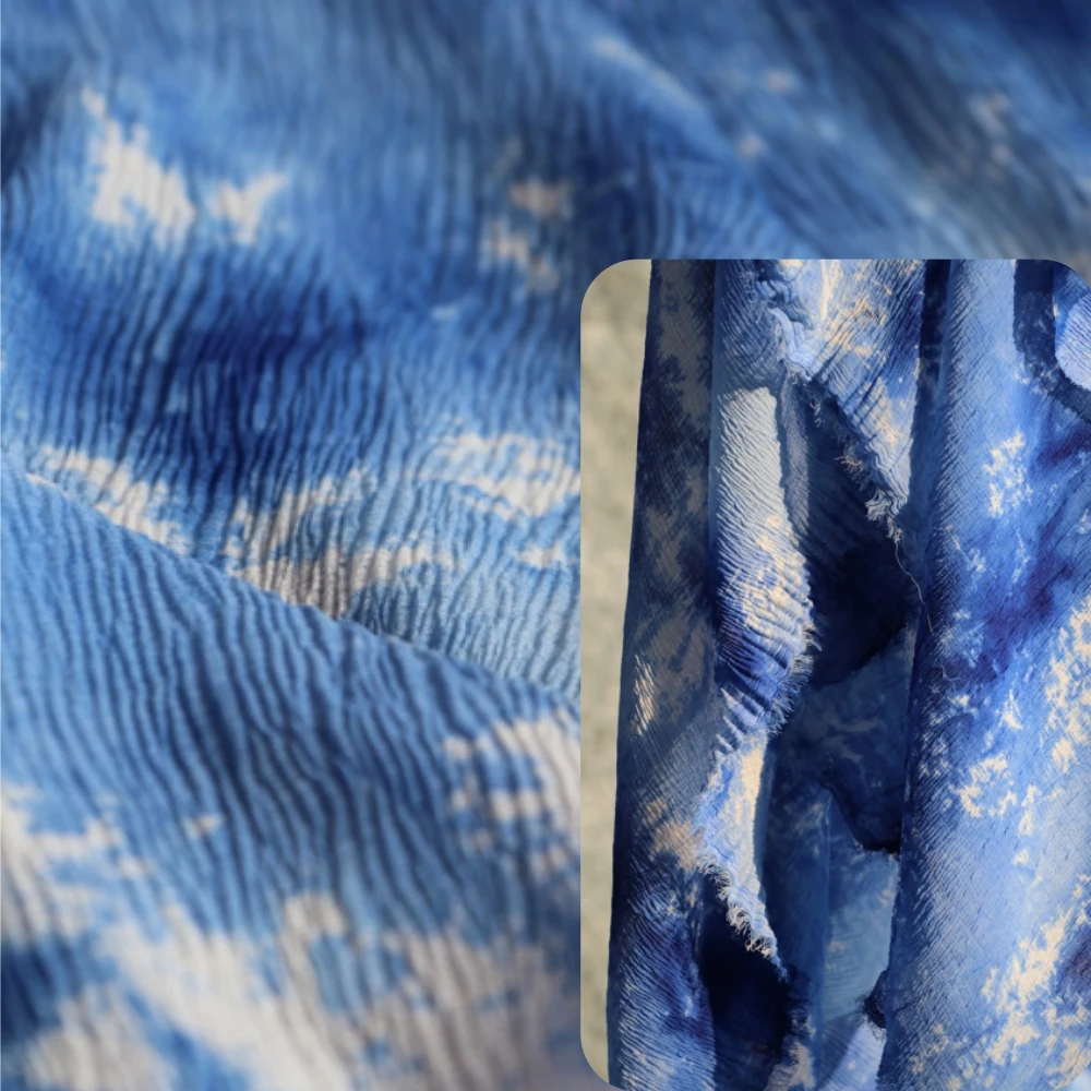 

Tie Dyed Chiffon Pleated Fabric Soft for Dress Clothing Designer Handmade Diy Sewing Material Cloth Wholesale