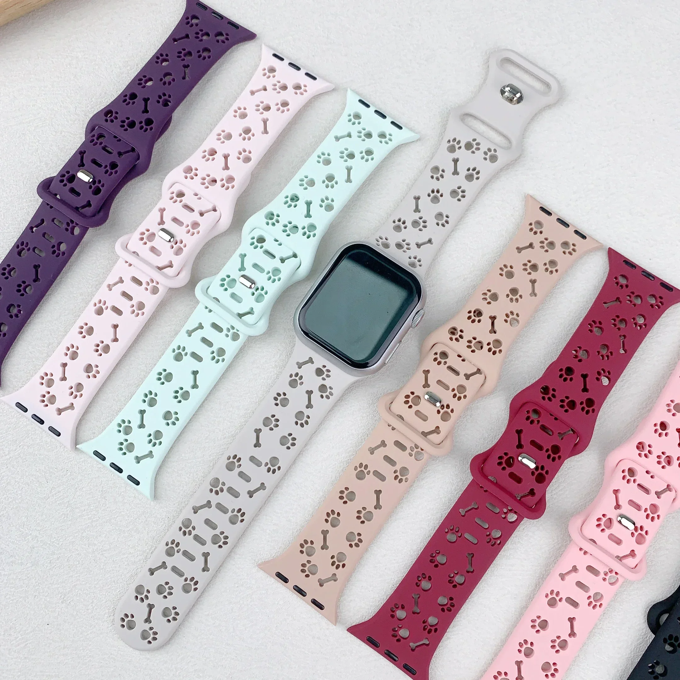 Dog Paw Silicone Strap for Apple Watch Band 49mm 46mm 45mm 44mm 41mm 40mm 38mm Correa Bracelet Series 10 9 8 7 6 5 4 3 SE Ultra2