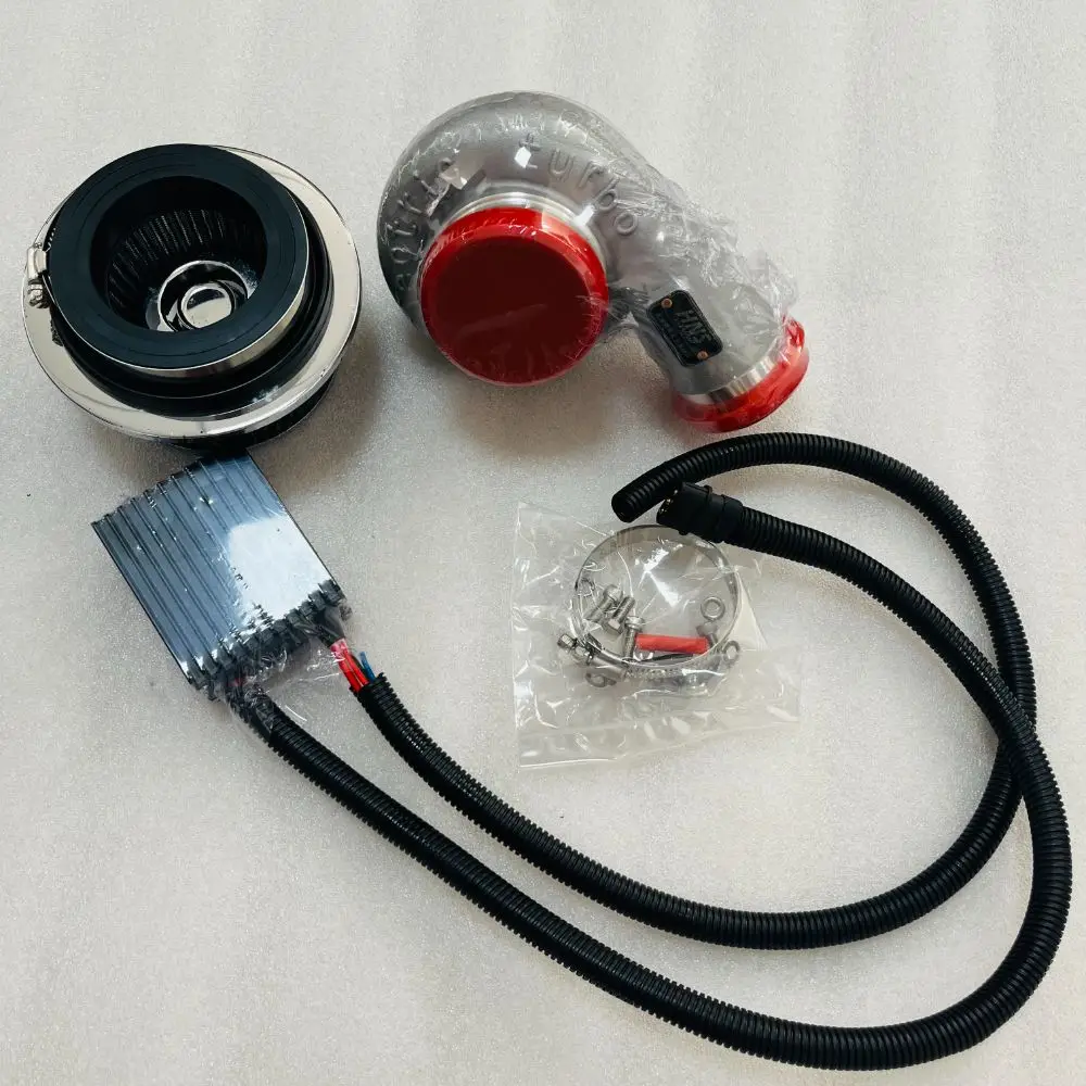Electric Turbos Supercharger Kit Thrust Motorcycle Electric Turbocharger Air Filter Intake for All Car Improve Speed 12v