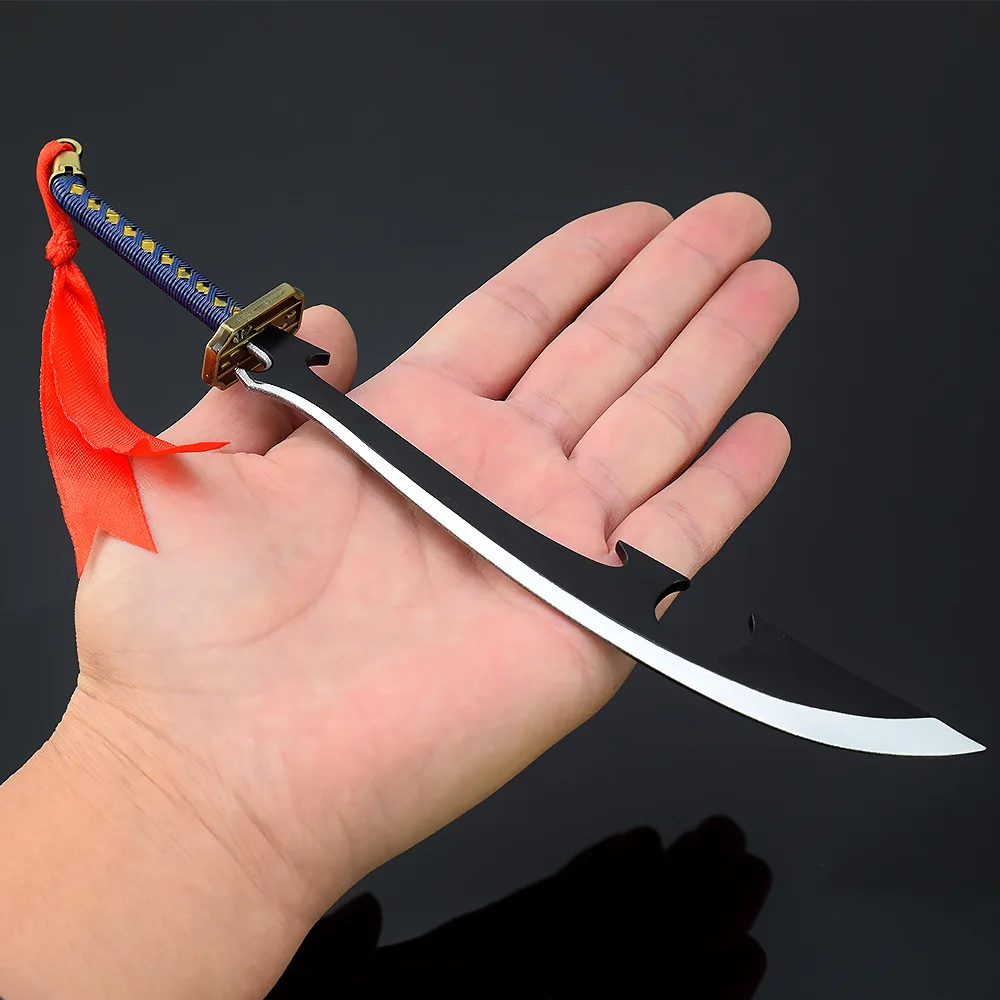 22cm Bleach Anime Replica Zanpakutō Katen Kyōkotsu Sword with Red Ribbon Keychain Shunsui Kyoraku Model Collectible Decoration