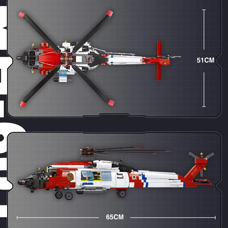 NA STANIE MOC Techniczny Helikopter Ratunkowy MH-60T Klocki Konstrukcyjne Model Samolotu Zabawki do Składania dla Chłopców Prezent na Boże Narodzenie