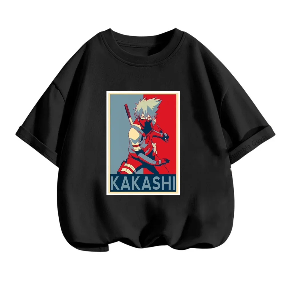 3-14 Years Boys Narutoes Cartoon Casual Summer Dragonball Short-sleeved T-shirt Kakashi Tshirt Kids Teen Clothes Girls Clothes