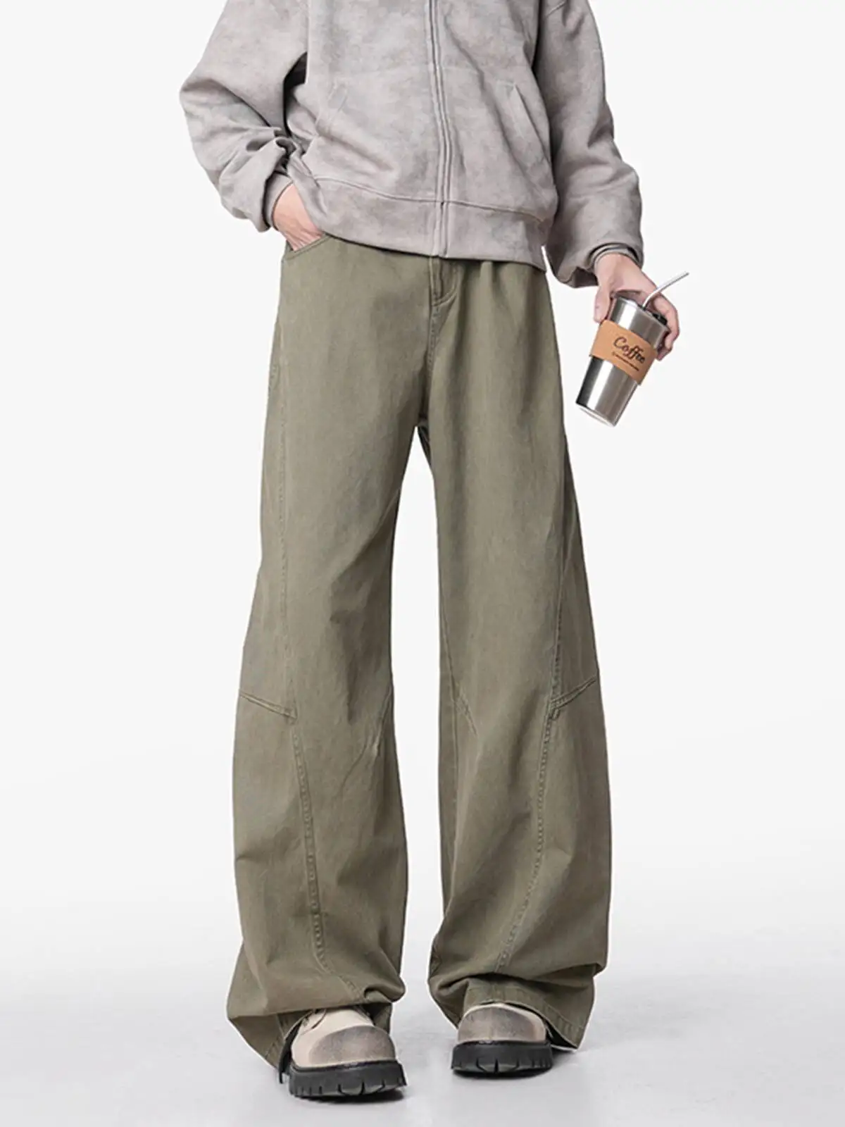 Vintage Cargo Pants For Men Autumn Winter Casual Pants Streetwear Cleanfit Loose Versatile Straight Leg Paneled Casual Trousers