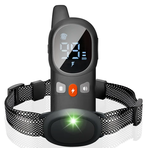 Coleira eletrônica para treinamento de cachorro, recarregável, LCD, choque remoto, animal de estimação, filhote de cachorro, treinador à prova d'água