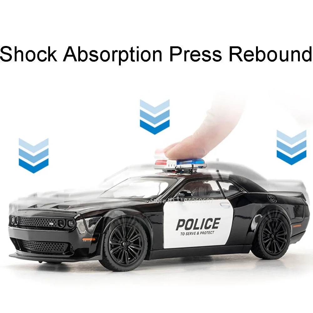 1:22 チャレンジャー SRT パトカーモデルおもちゃ金属ダイキャストプルバックサウンドライト 4 ドアオープン車両男の子の誕生日プレゼント