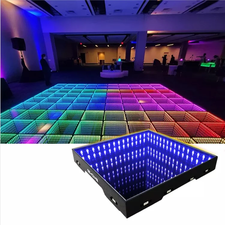 Sailwin-Dance Floor LED portátil para casamento, Dance Floor 3D interativo, espelho infinito, luz LED com fio