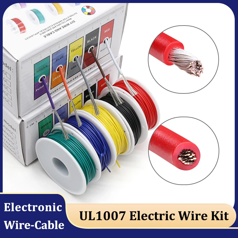 

Boxed UL1007 Electric Wire Kit 30/28/26/24/22/20/18/16AWG Flexible PVC Insulated Tin Plated Copper Cable Stranded Line PCB Line