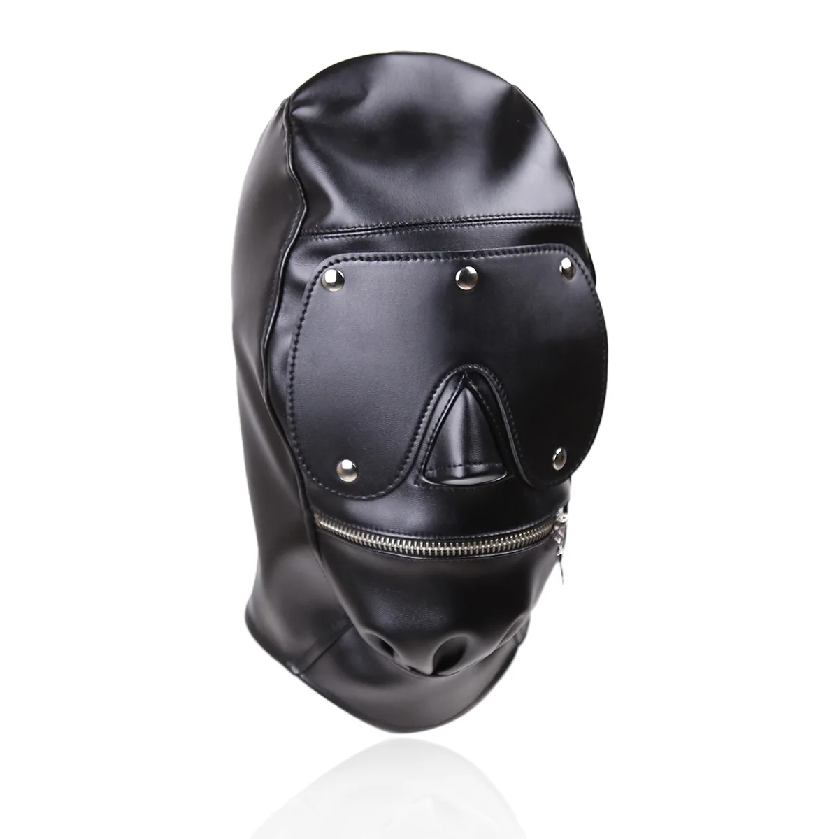 

Sexy punk Full Face PU Leather Hood with Zipper Fetish Cosplay Games Mask for Women Men Bar Adult Party Games Roleplay Costume