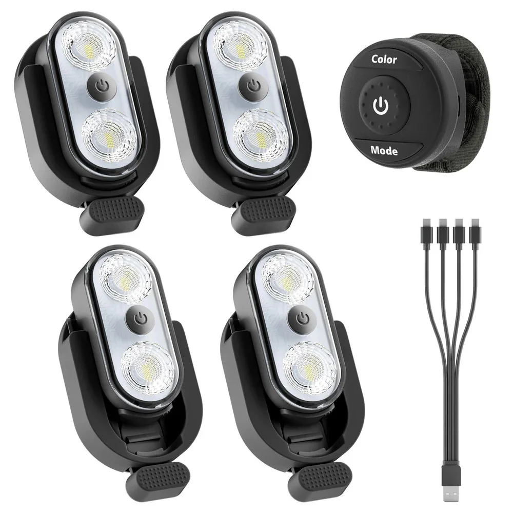 PIDZOOM Wireless LED Lights Fast USB-C Charging Perfect for Cars, Bikes, Motorcycles, Drones RG5 4 Lights 4 Quick Release Bases