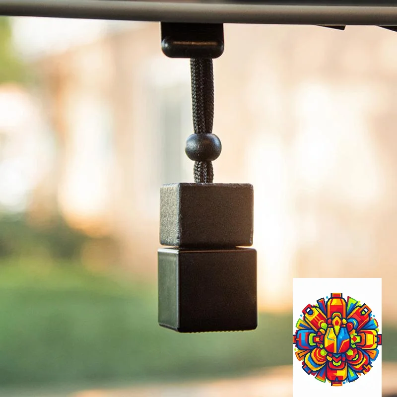 Black Cover Square Glass Car Perfume Empty Bottle Pendant Car Mounted Perfume Pendant Fragrance Oil Diffuser Car Interior