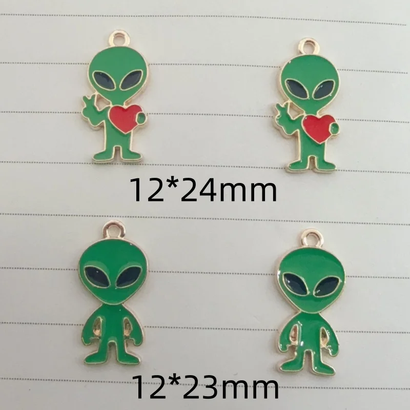 10pcs alloy oil dripping love alien pendant, DIY jewelry making earrings, keychains, accessories image 5