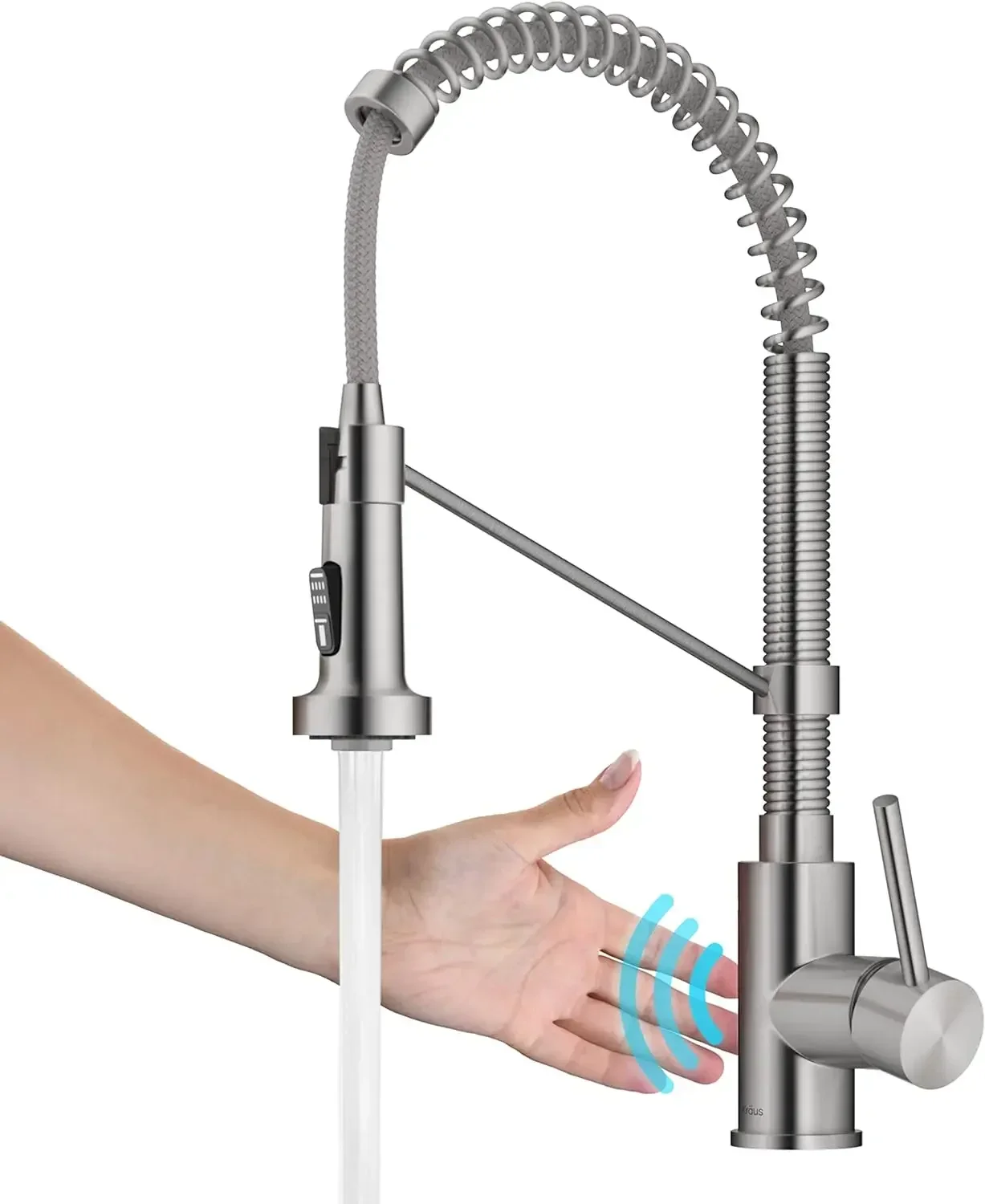 

Kraus KSF-1610SFS Bolden Touchless Sensor Commercial Pull-Down Single Handle 18-Inch Kitchen Faucet, Spot Free Stainless Steel