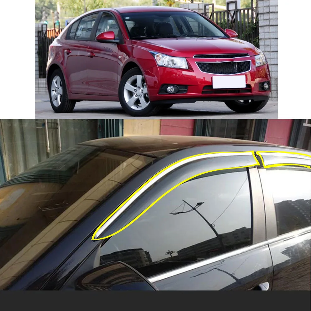 

Car Sticker Plastic Window Glass Wind Visor Rain/Sun Guard Vent Parts For CHEVROLET Cruze Hatchback 2013 2014 2015 2016