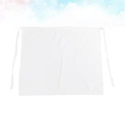 Cotton Aprons Household Kitchen Sleeveless Half Aprons Pocket   Cooking Baking Apron (White)