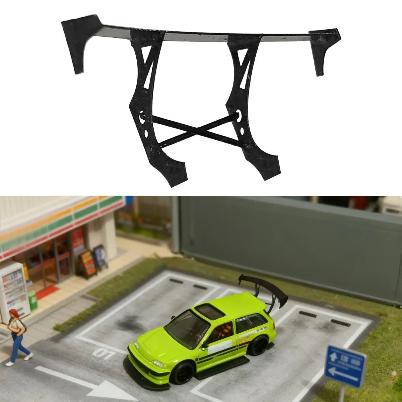 

1/64 Scale Metal Rear Tail Wing,DIY Parts,Sturdy,Lightweight,Easy to Install Replacement Model Car Repair Accessories Diorama