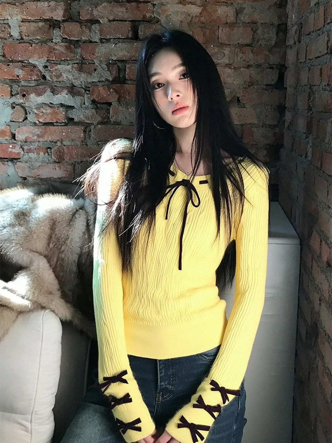 

Korean Style Knot Tied Knitwear Women's Autumn Winter Slimming Unique Fashionable Twist Flower Patterned Long Sleev...