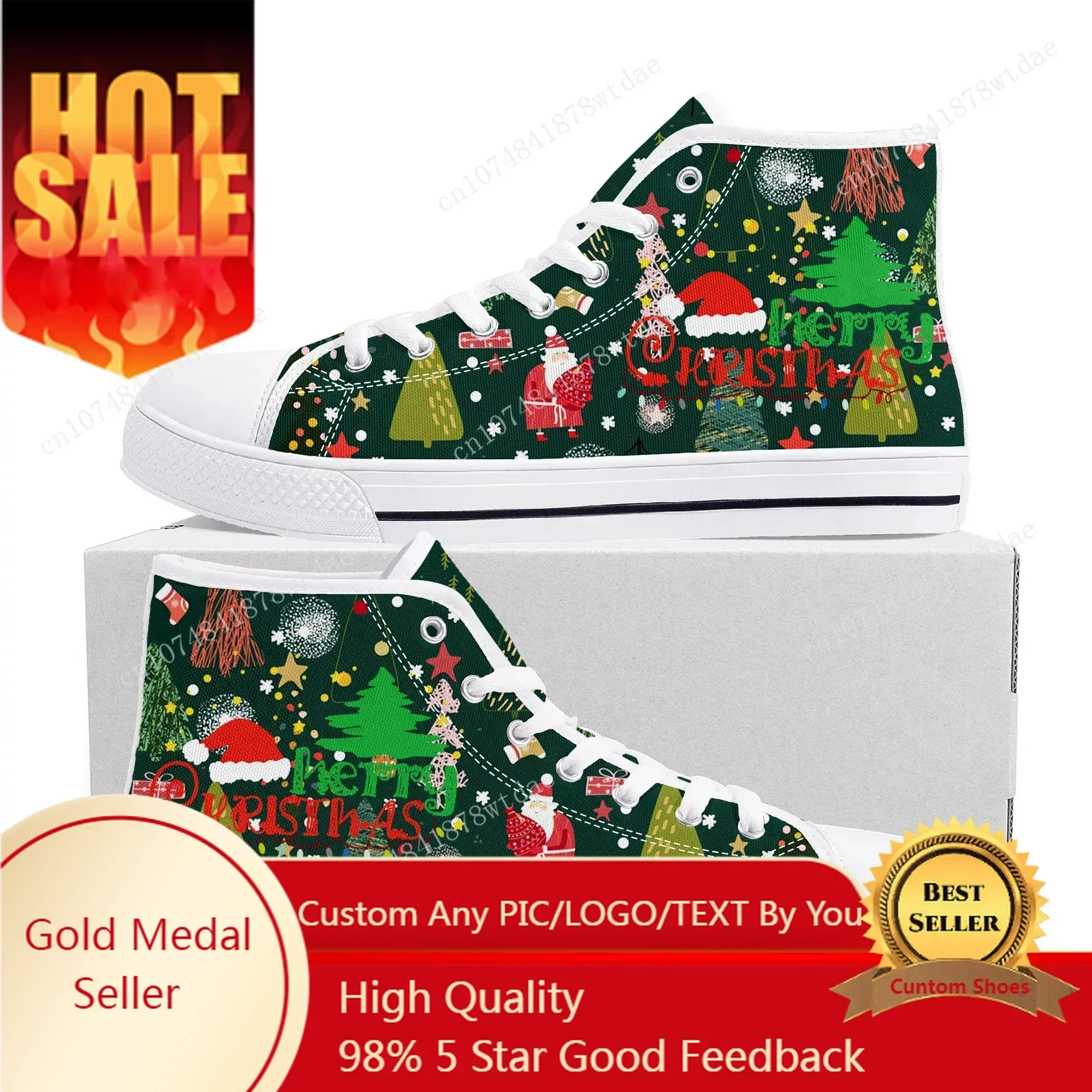 Merry Christmas Gift High Top Sneakers Mens Womens High Quality Canvas Sneaker Comics Manga Couple Customized Shoes