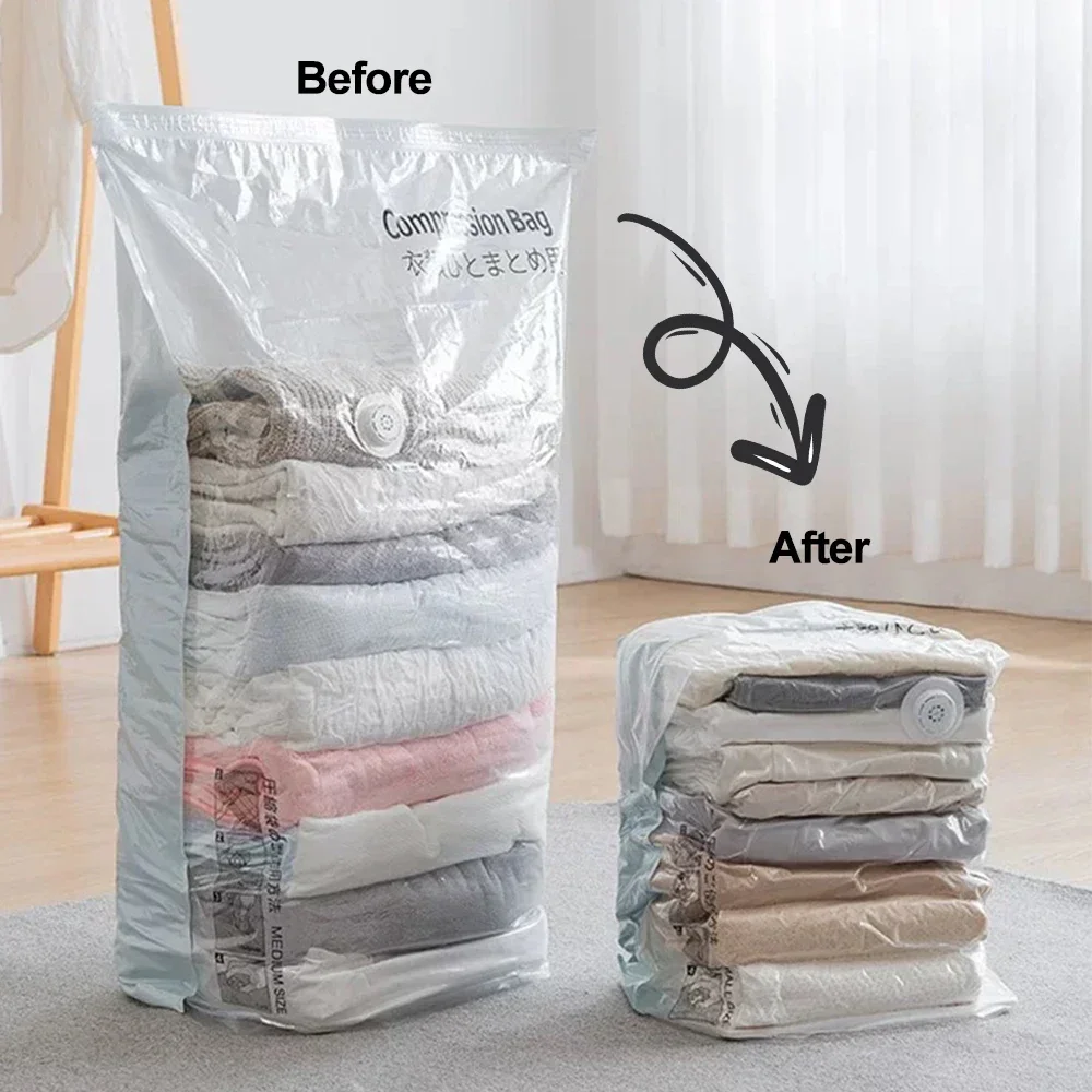 No Need Pump Vacuum Bags Cube Large Capacity Space Saver Storage Bag for Storing Clothes Blanket Quilt Compression Organizer Bag