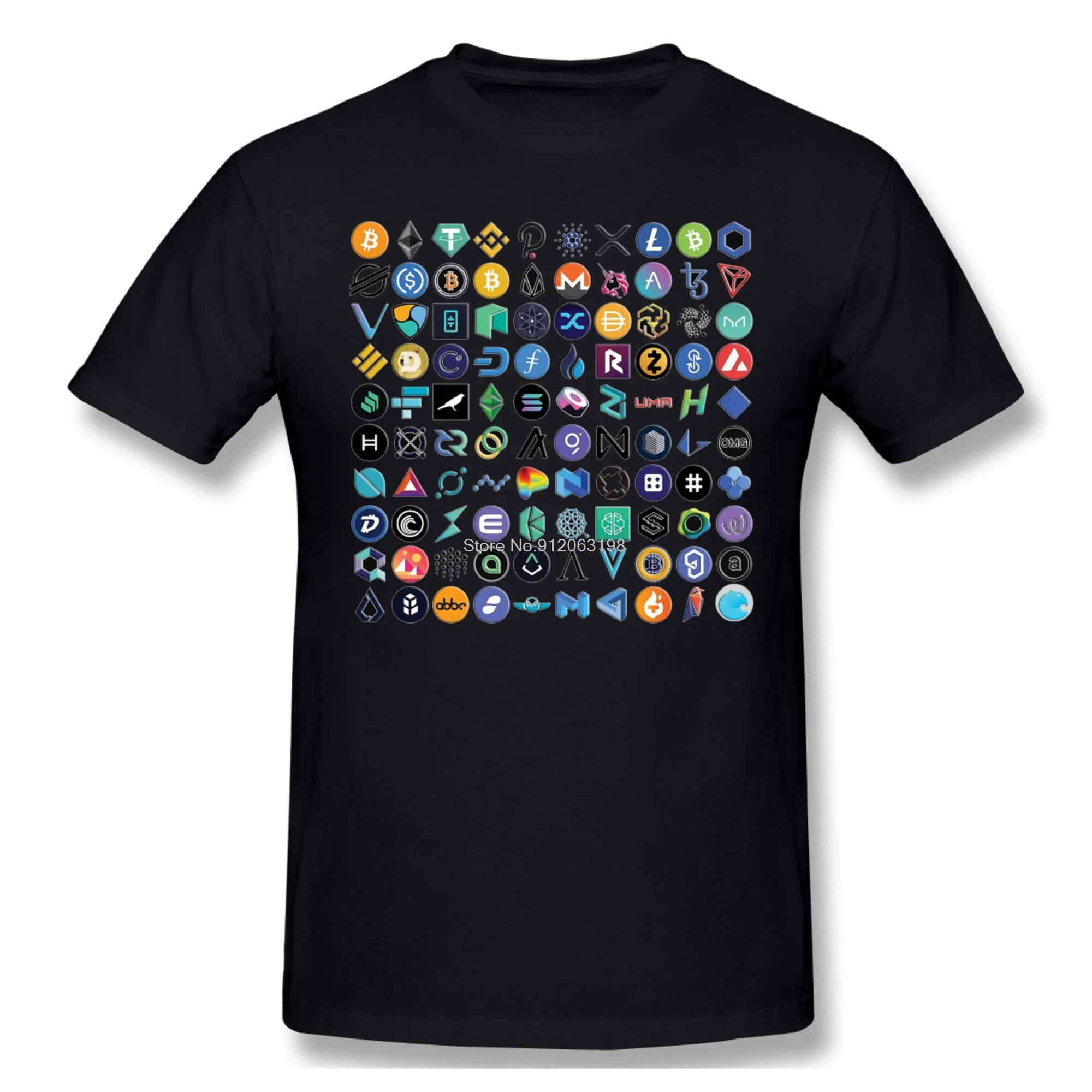 Want Crypto S 3D On Black Fashion TShirt Design Chainlink Coin Bitcoin Cryptocurrency Cotton Shirts Men T-Shirt Tees Streetwear