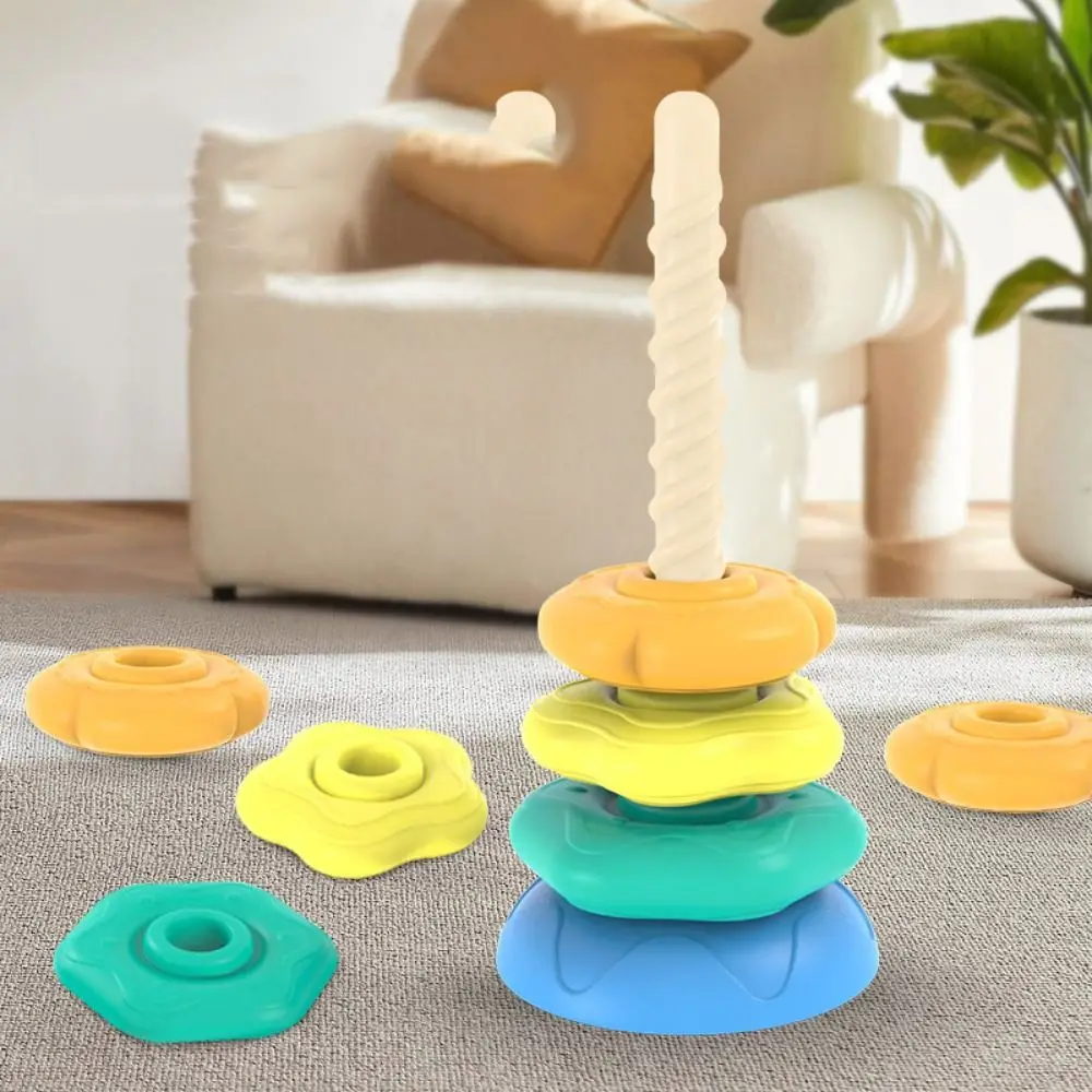 Irregular Square Rainbow Stacker Baby Toy Rainbow Tower Stackable Rotating Screw Bolt Toys Montessori Toy Early Education