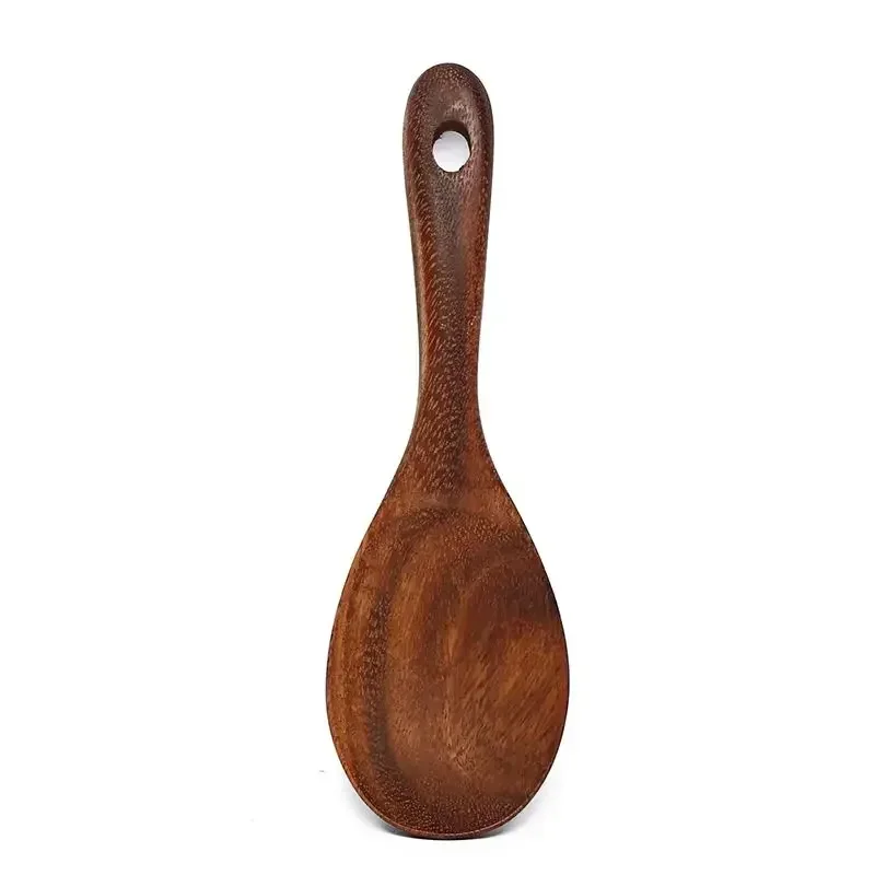 Juego de cucharas de madera grandes para servir ensalada y cena, utensilios de vajilla