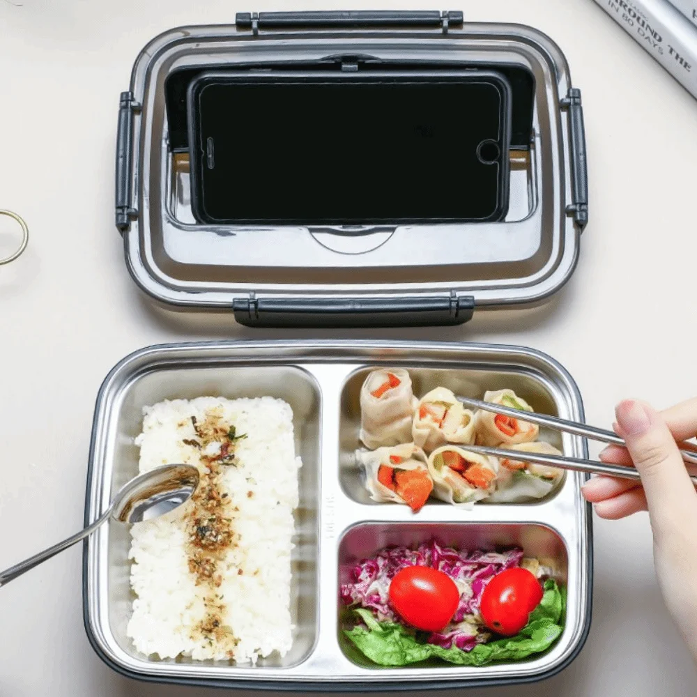

BPA-Free Sealed Insulation Lunch Box Stainless Steel 3/4 Grids Food Storage Crisper Reusable Detachable Snack Food Box Camping
