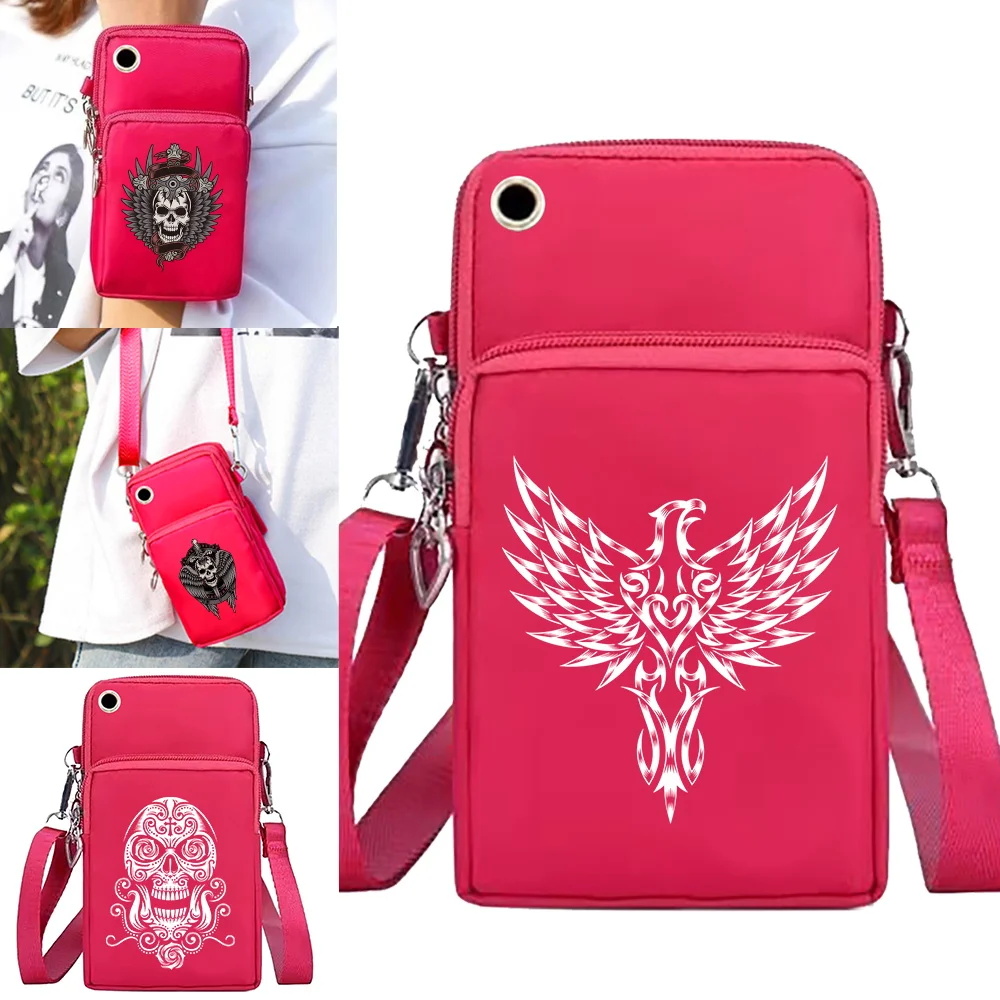 

Universal Mobile Phone Bag Shoulder Crossbody Bags Wallet Sport Arm Purse Women Clutch Phone Pouch Wrist Pack Skull Pattern