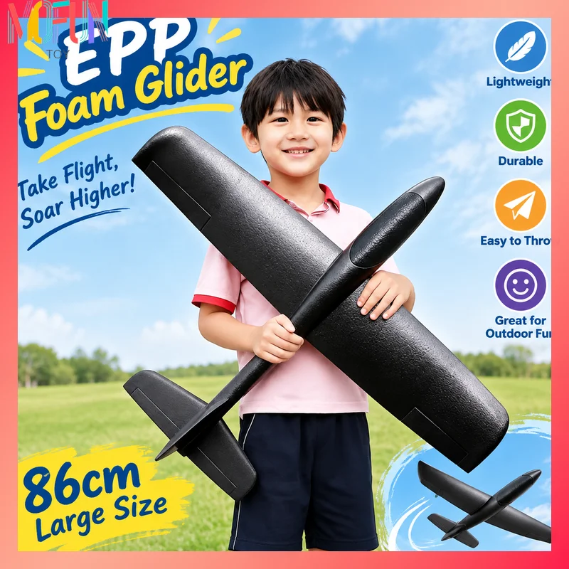 85cm RC Glider Plane for Kids EPP Foam Hand Throw Airplane Fixed Wing Conversion Empty Frame Outdoor Flying Toy