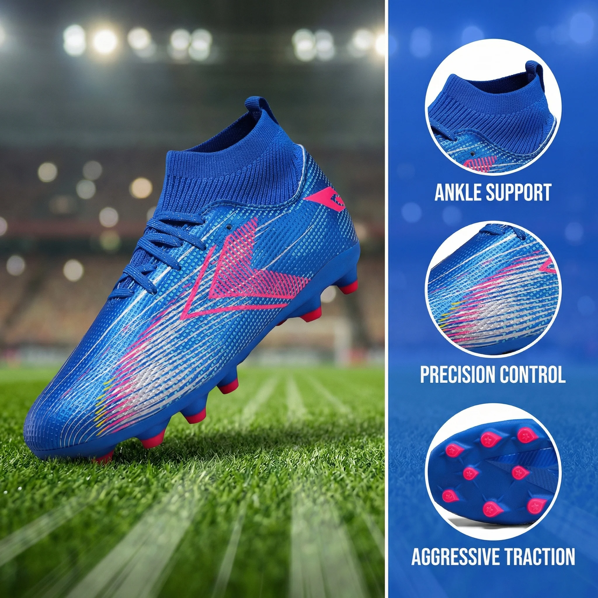 

Мужские легкие профессиональные футбольные бутсы с противоскользящими шипами для игры на открытом газоне