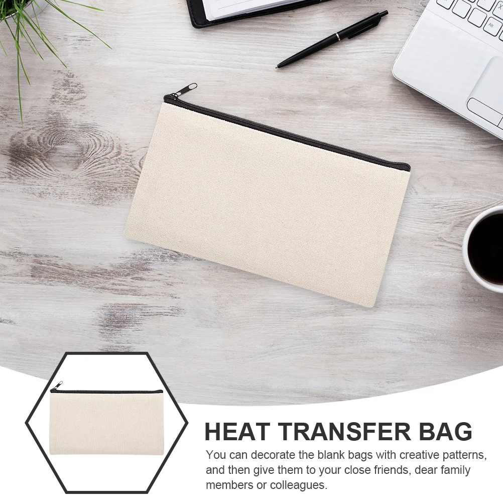 10Pcs DIY Heat Transfer Sublimation Blank Makeup Bags Canvas Pencil Cases Travel Toiletry Organizer Zipper Storage
