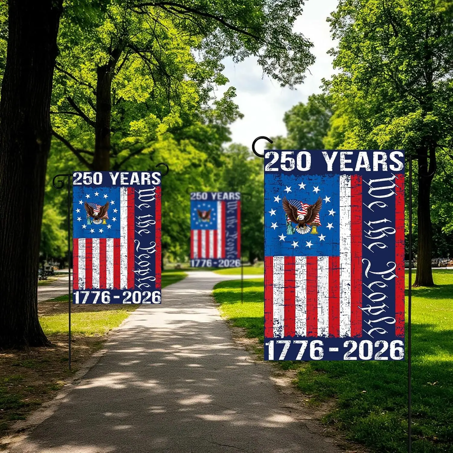 250th Anniversary USA Garden Flag | Double Sided 3 Ply | 250 Years American Anniversary Flag, Patriotic Banner America Yard  MMZ