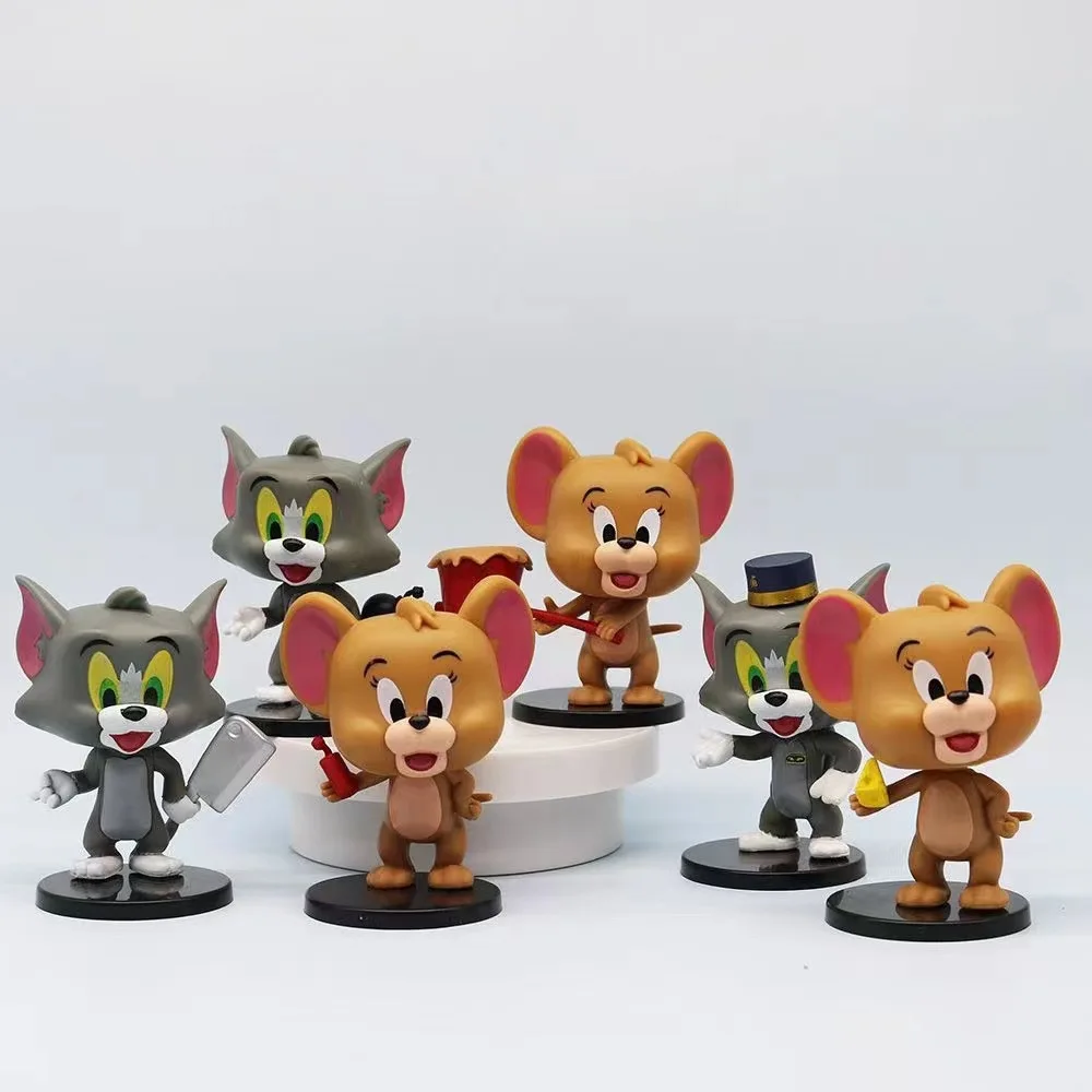 [Funny] 6pcs/lot Disney Q-version cute Tom and Jerry Action figure toys statue collection model home decoration kids best gift