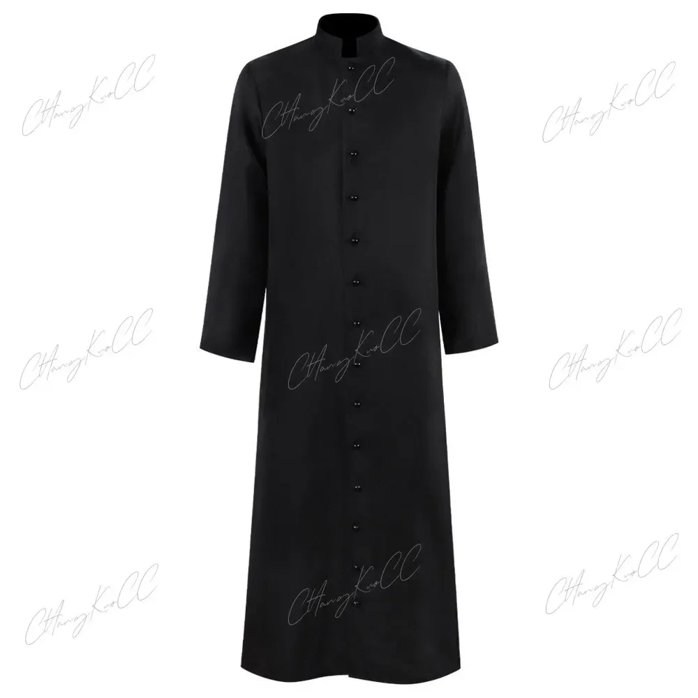 Halloween Cosplay legend Clergy Robe Cassock with Cincture Medieval Clergyman Vestments Roman Priest Robe Cassock Costume