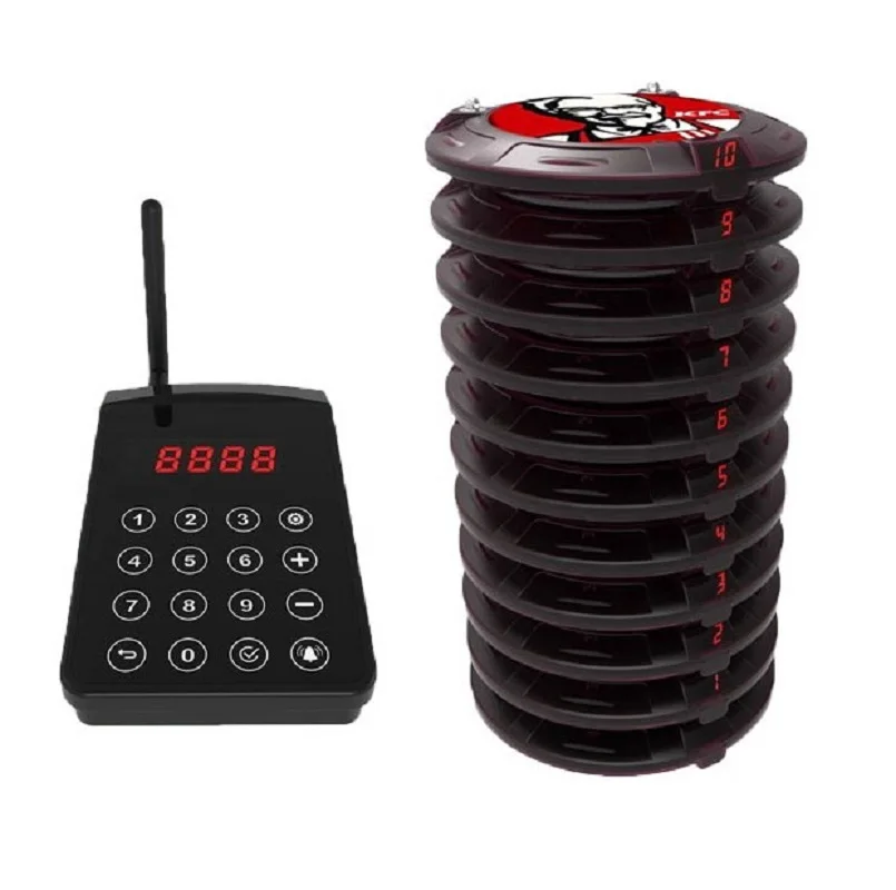1000m Distance Waterproof Restaurant Hotel Hospital Guest 10 Pager Service Waiter Buzzer Coaster Pager Queue Beeping Pager