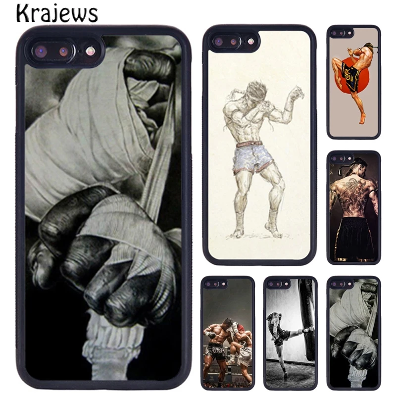 Krajews Muay Thai Kickboxing Fight Phone Case For iPhone 16 15 14 X XR XS 11 12 mini 13 Pro MAX Plus cover shell coque