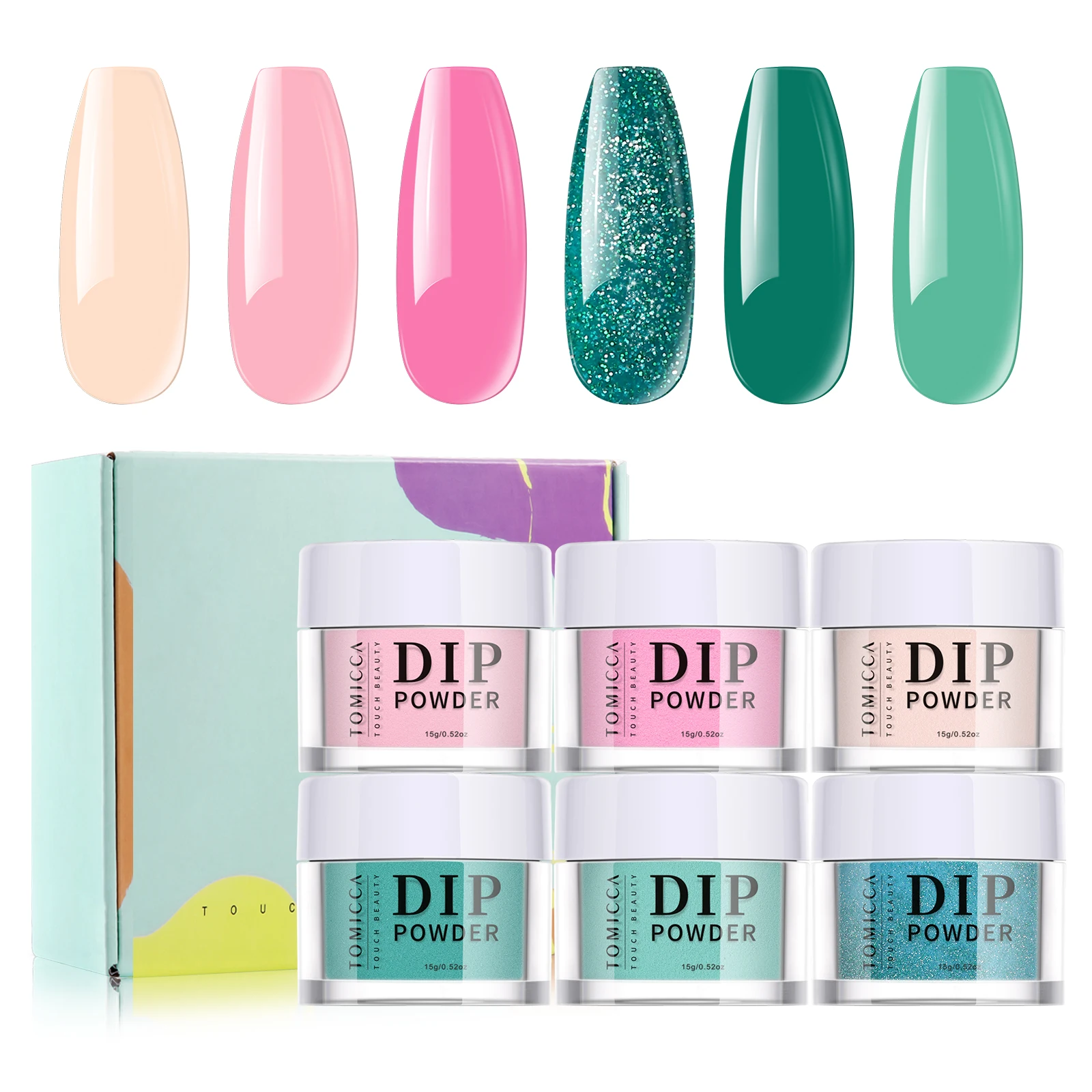 

A box of 6-color * 15g nail powder set, suitable for women's nail art design DIY salon gifts for women