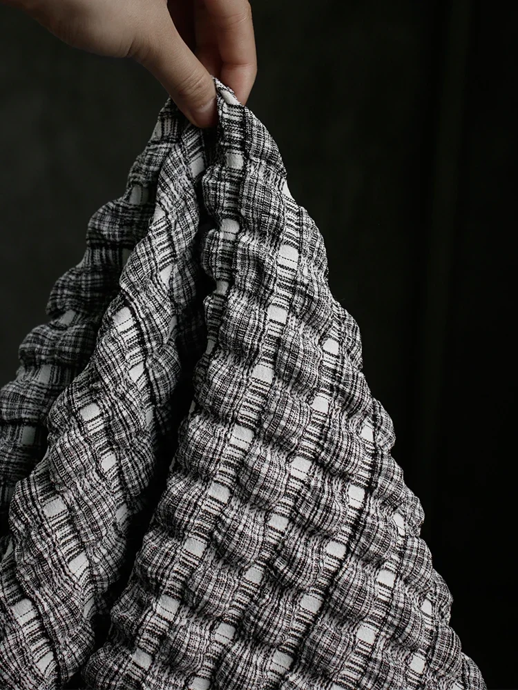 Bumpy Plaid High-grade Jacquard Fabric Three-dimensional Texture Long Skirt Clothing Cut Change Designer Fabric Samples