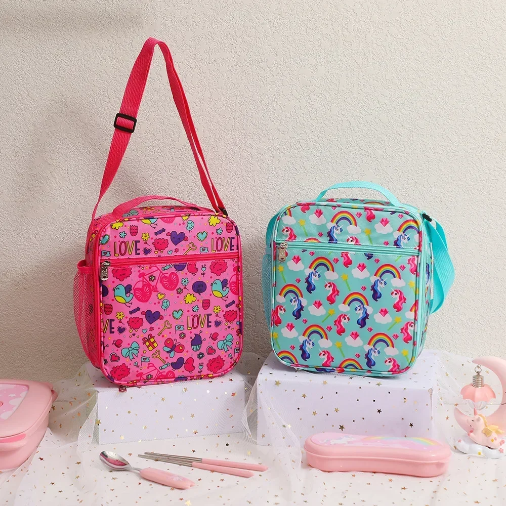 2023 New Cartoon Children\'s Lunch Bag Student Vertical Crossbody Bento Bags Girl Outdoor One Shoulder, lunch box bag
