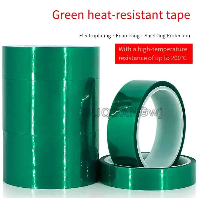PET Film Tape 15 20 25 30 40 50 60 80 100mm Green High Temperature Heat Resistant PCB SMT Plating Insulation Protection 33/66M
