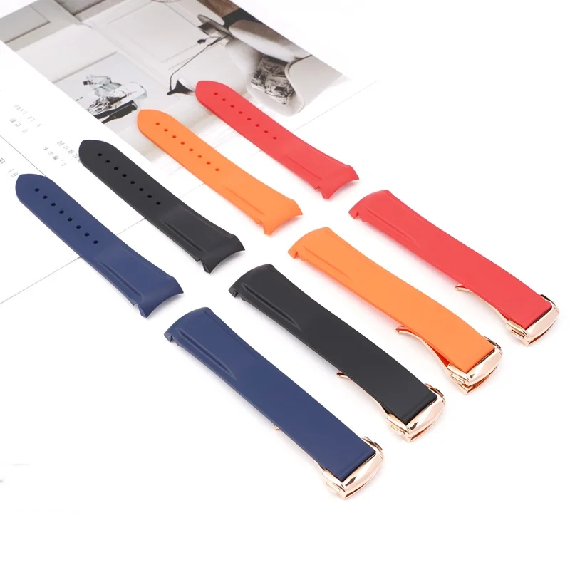 20mm 22mm Replace Bands for Omega Speedmaster 150/300/600 Ocean Universe Rubber Watch Strap With Folding Buckle Wrist Bracelet