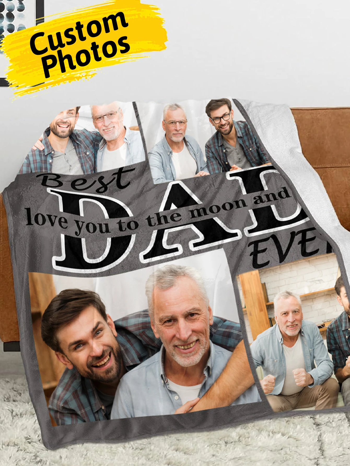 

Custom Photo Blanket, Unique Gift for Dad, Best Gift for Father