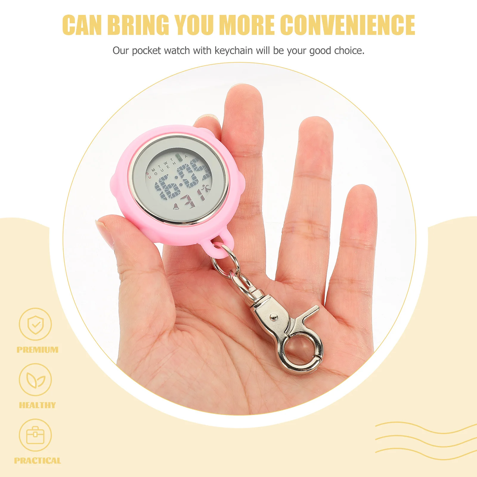 

Digital Nurse Pocket Watch Key Buckle Design Lightweight Clip on Hanging Watch Precision Timing Electronic Stopwatch