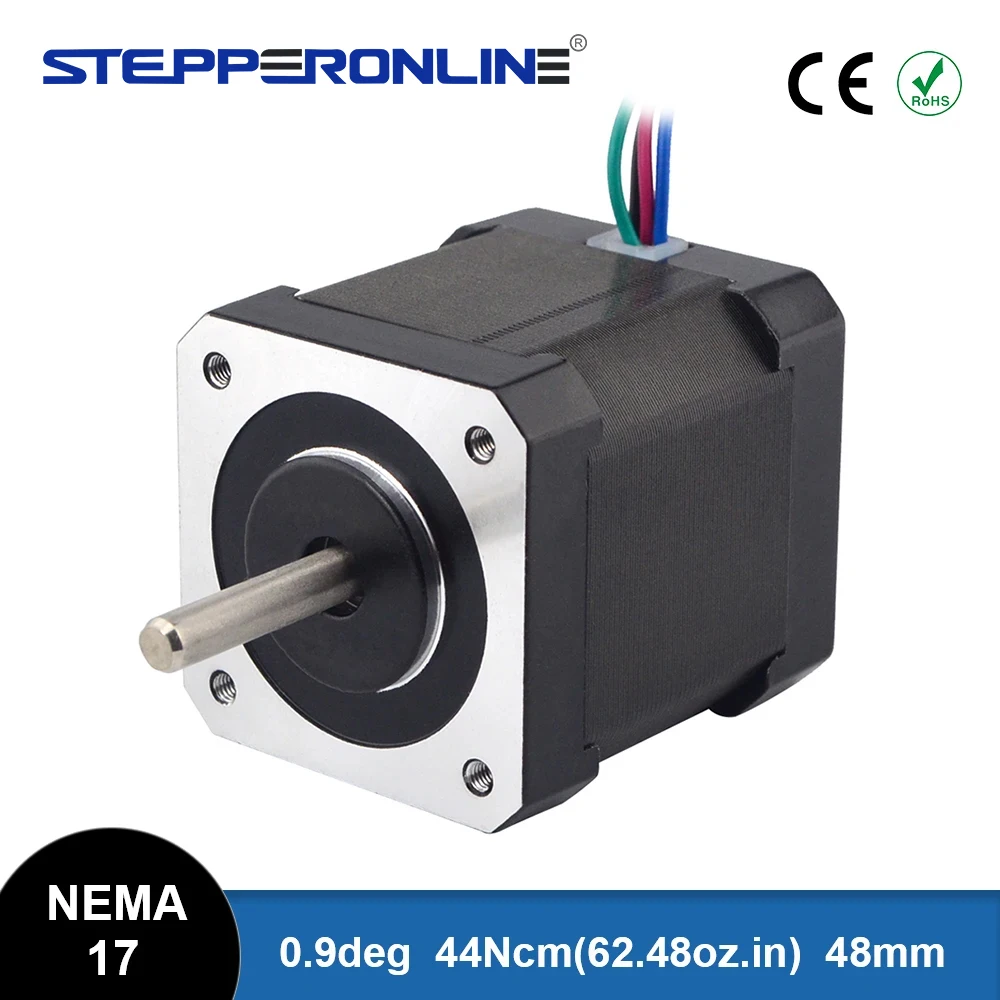 0.9deg Dual Shaft Nema 17 Stepper Motor Bipolar 48mm 44Ncm(62.48oz.in) 1.68A 4 Wires for CNC 3D Printer/ Extruder Motor