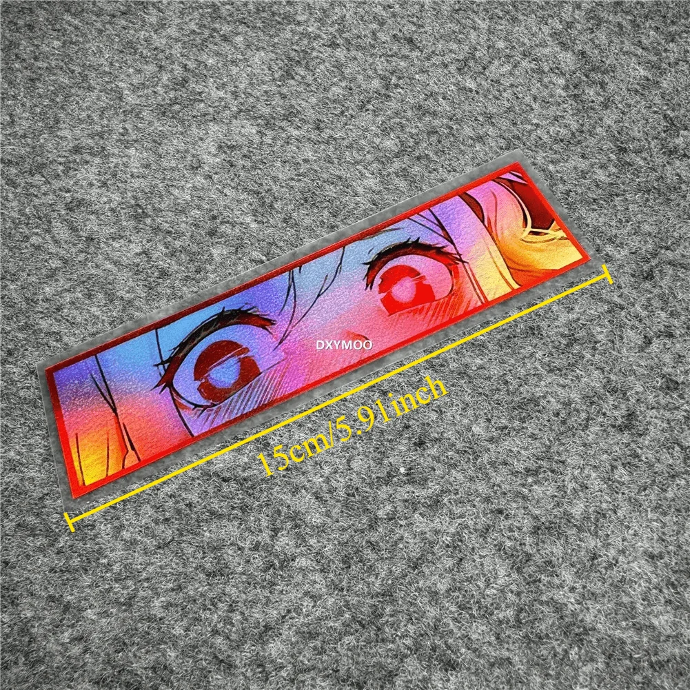 1Pc Holographic Anime Eye Square Laser Effect Waterproof Self-Adhesive Sticker for Car Window,Motorcycle Helmet,Exterior Decor