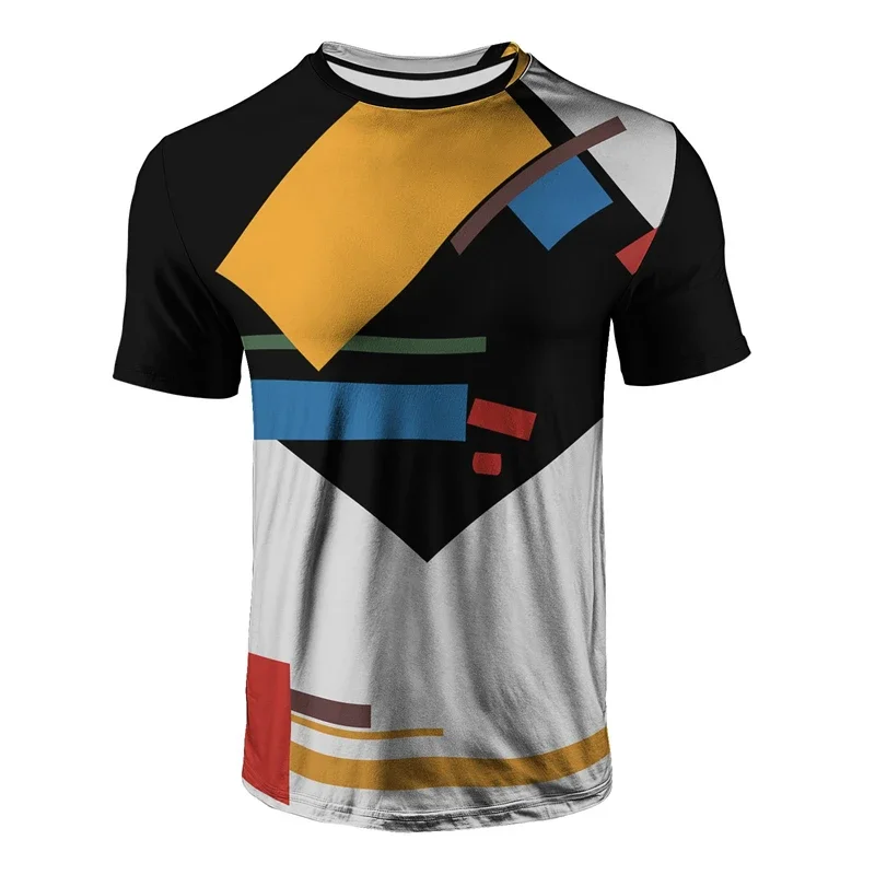 Herren-T-Shirt im Picasso-Stil mit abstraktem Gesichtsdruck, lässiges Rundhals-Kurzarmshirt, farbenfrohe Grafik-Tops für Kunstliebhaber