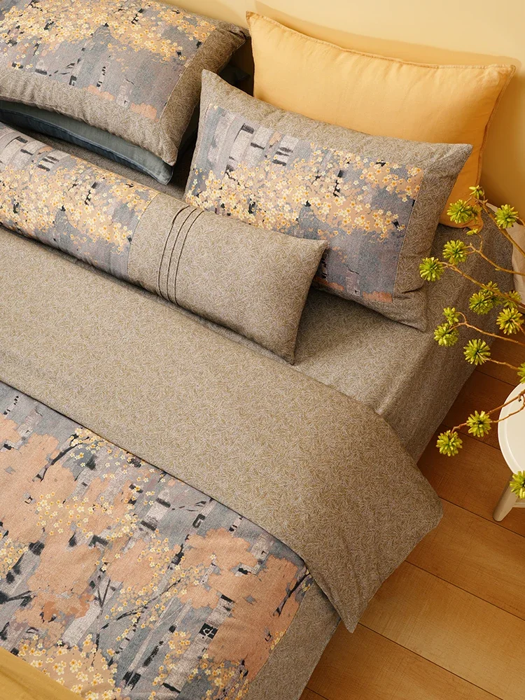 Four-piece retro, universal in all seasons, bed sheet and quilt cover