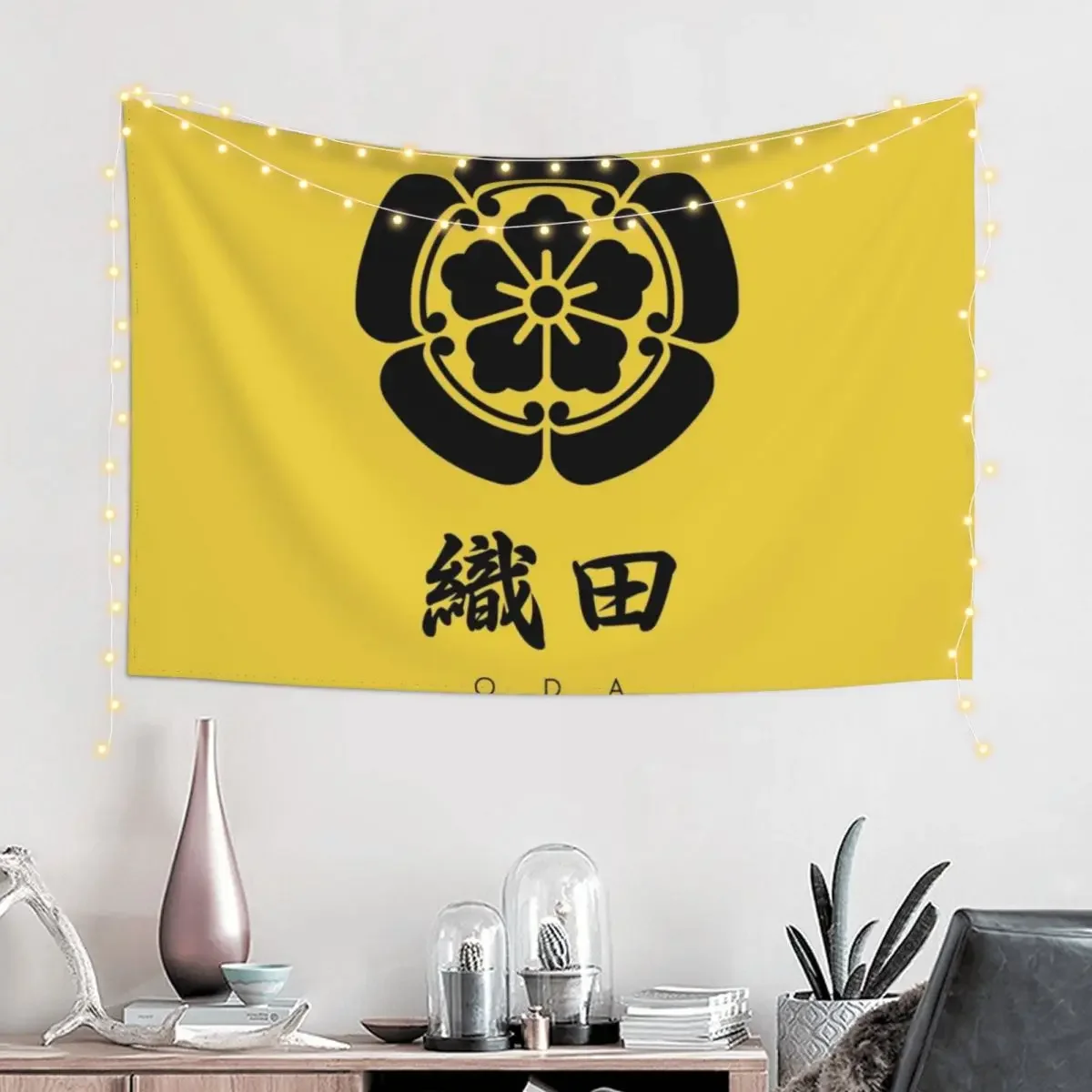 Oda Clan kamon with Clan Name Tapestry Art Mural Decorations For Room Tapestry