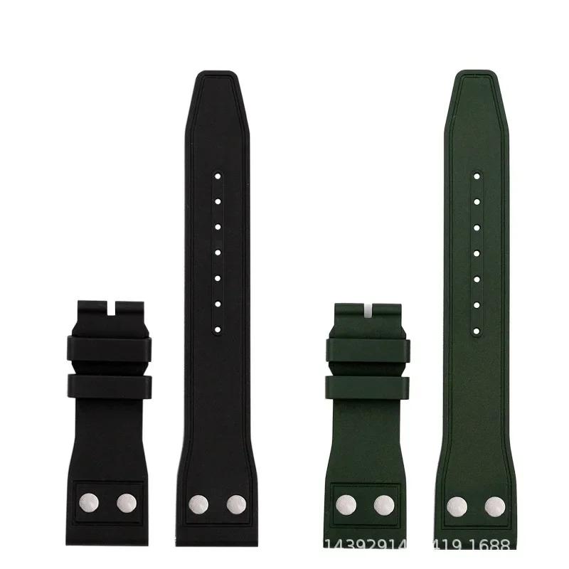 20mm 21mm 22mm Nature Soft Fluororubber FKM Rubber Watchband For IWC Strap Big Pilot Portofino TOP GUN Watch Band With Rivet