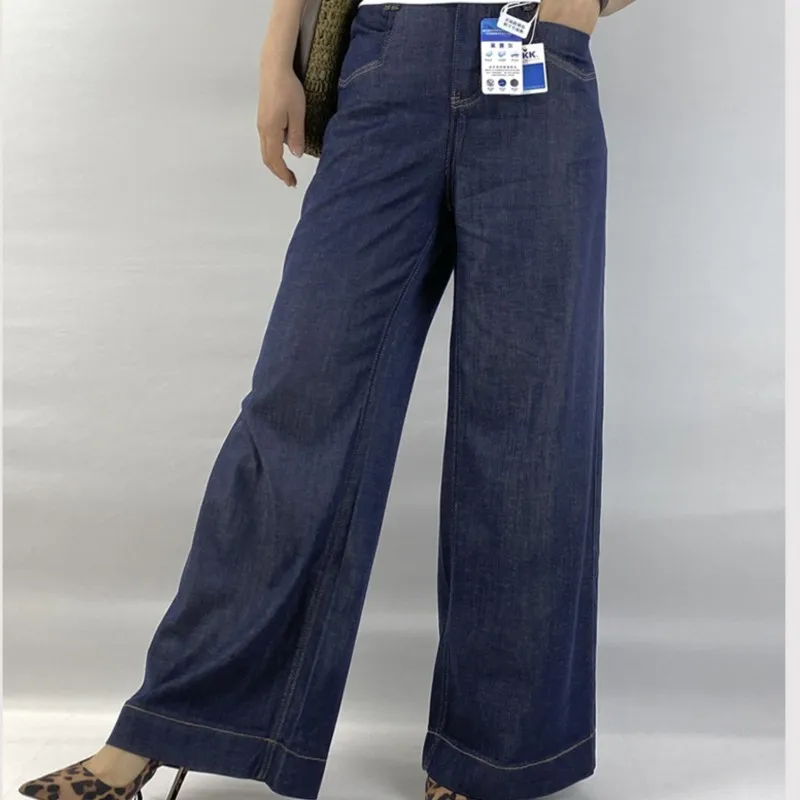 Neue Sommer-Lyocell-Jeans mit weitem Bein, 100 kg, Premium-Plus-Size-Damen-Design, dünne Denim-lange Hosen 5335